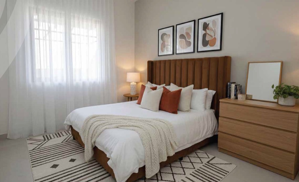 Furnished bedroom, Al Aamra 1 Tower brochure image