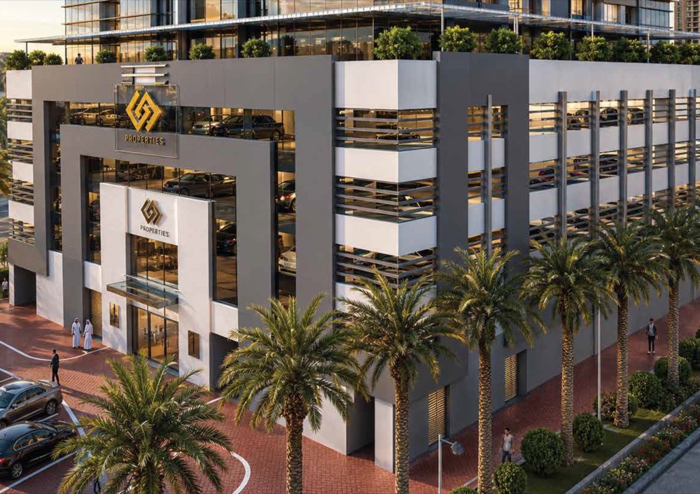 Al Aamra 1 Tower podium entrance and multi-storey parking levels (developer render)