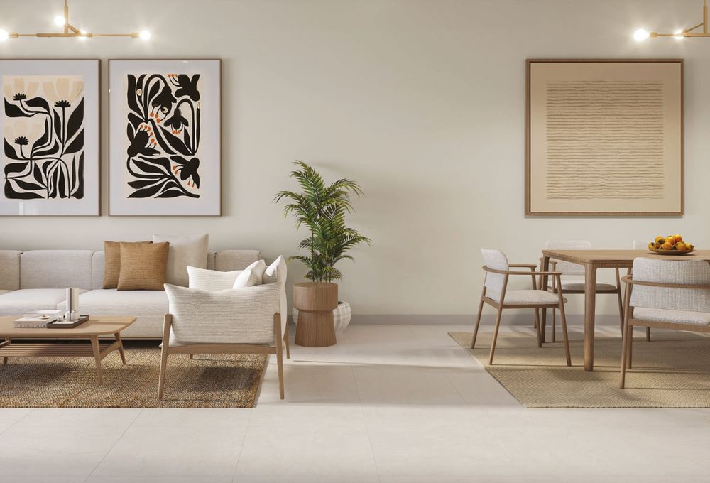 Furnished living and dining area, Al Aamra 3 Tower brochure image