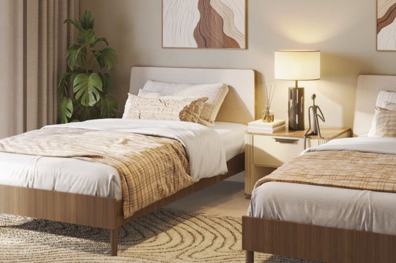 Furnished twin bedroom, Al Aamra 3 Tower brochure image