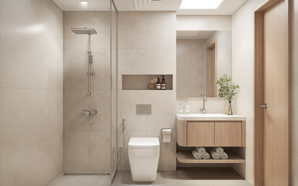Guest bathroom at Ajman Creek Towers (developer render)