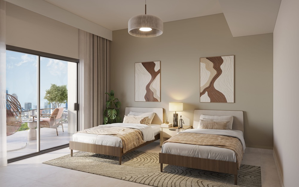 Guest bedroom at Ajman Creek Towers (developer render)