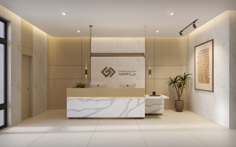 Reception lobby at Ajman Creek Towers (developer render)