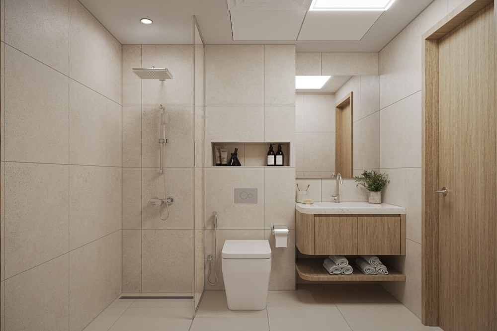 Master bathroom at Ajman Creek Towers (developer render)