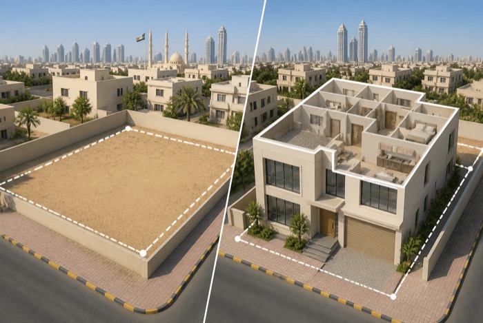 Plot area vs built-up area in Ajman